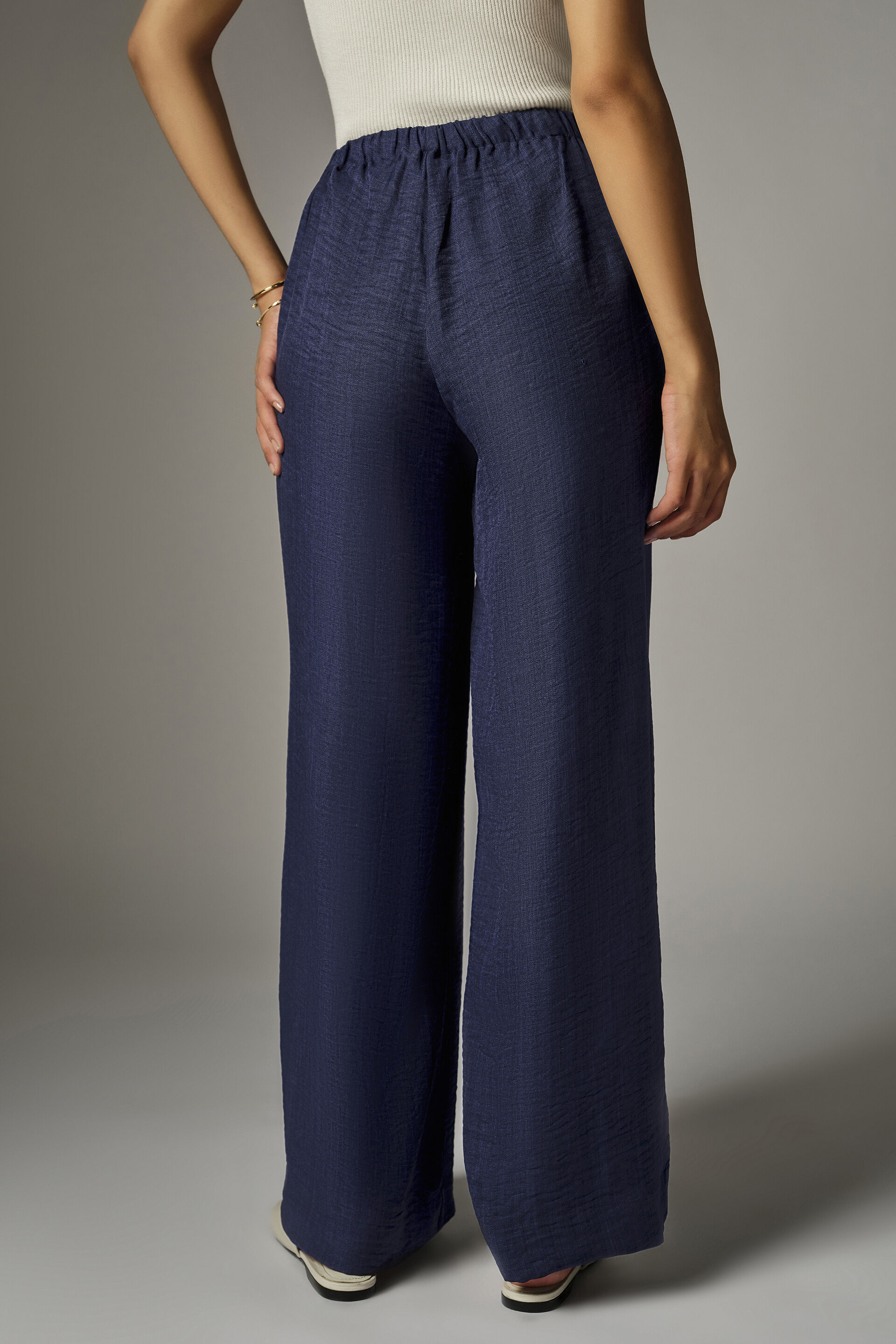 Dark Denim-Blue Relaxed Pants, Dark Blue, image 4